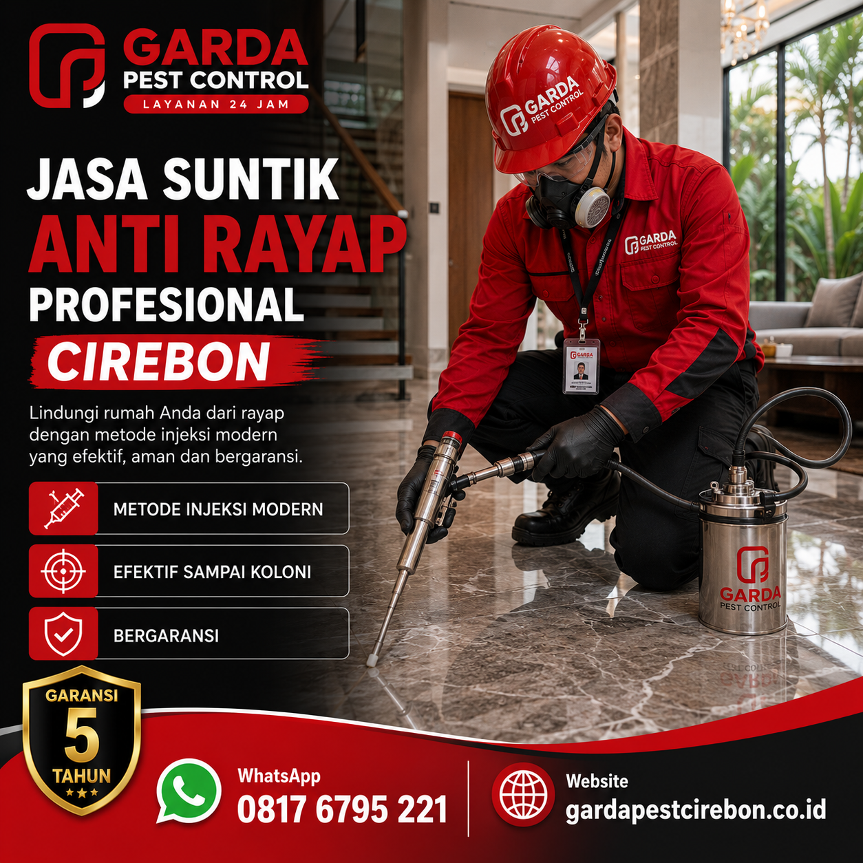 Jasa Anti Rayap Pabrik dan Gudang Cirebon Bergaransi Resmi Garda Pest Control